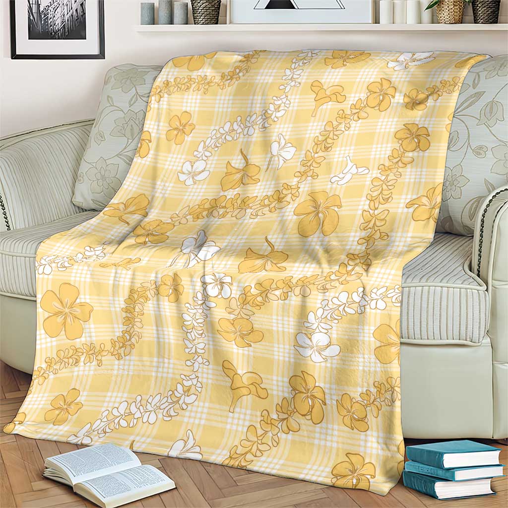 Melemele Aloha Hawaii Blanket Plumeria Lei With Palaka Motif - Polynesian Pride
