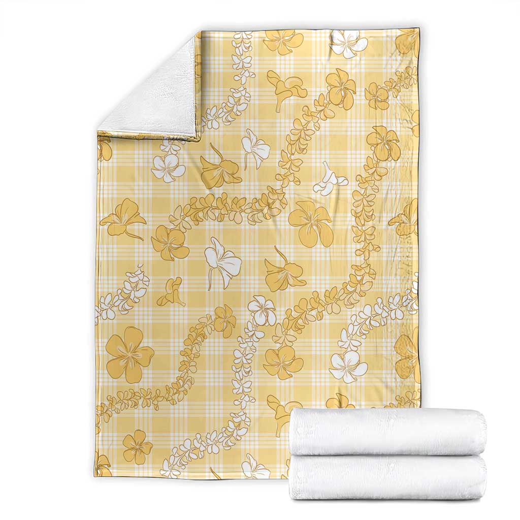 Melemele Aloha Hawaii Blanket Plumeria Lei With Palaka Motif - Polynesian Pride