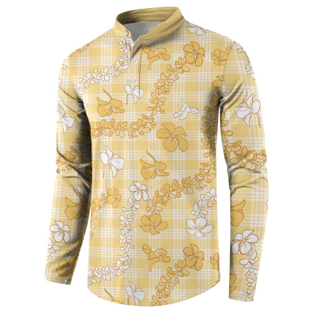 Melemele Aloha Hawaii Button Sweatshirt Plumeria Lei With Palaka Motif - Polynesian Pride