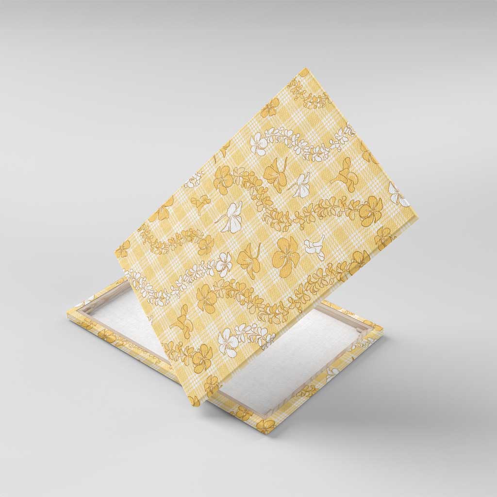 Melemele Aloha Hawaii Canvas Wall Art Plumeria Lei With Palaka Motif - Polynesian Pride