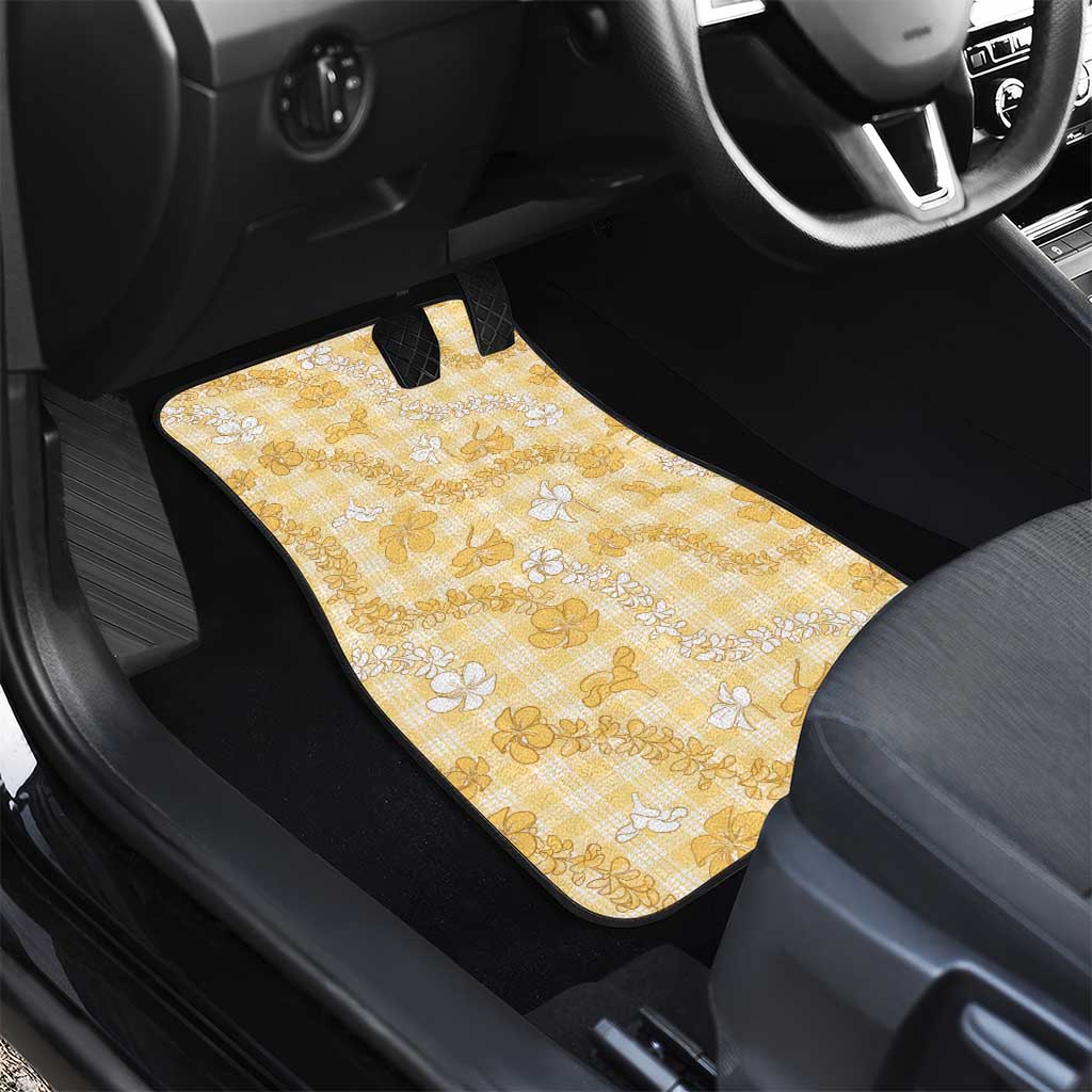 Melemele Aloha Hawaii Car Mats Plumeria Lei With Palaka Motif - Polynesian Pride