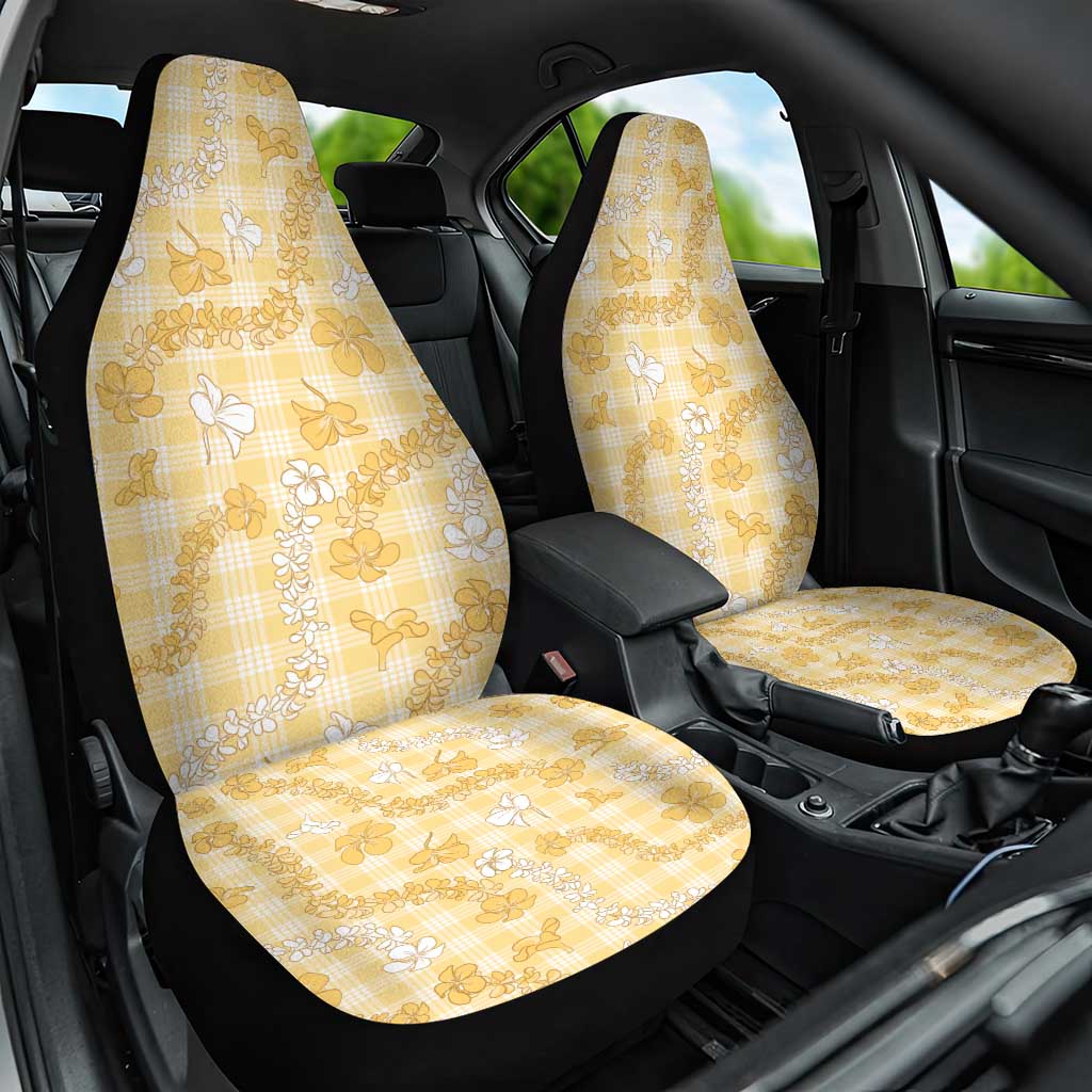 Melemele Aloha Hawaii Car Seat Cover Plumeria Lei With Palaka Motif - Polynesian Pride