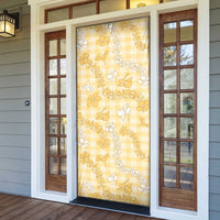 Melemele Aloha Hawaii Door Cover Plumeria Lei With Palaka Motif - Polynesian Pride