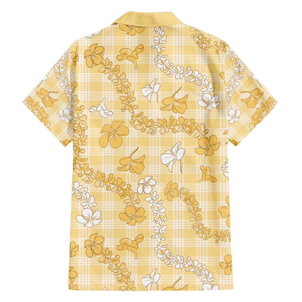 Melemele Aloha Hawaii Family Matching Off Shoulder Short Dress and Hawaiian Shirt Plumeria Lei With Palaka Motif - Polynesian Pride