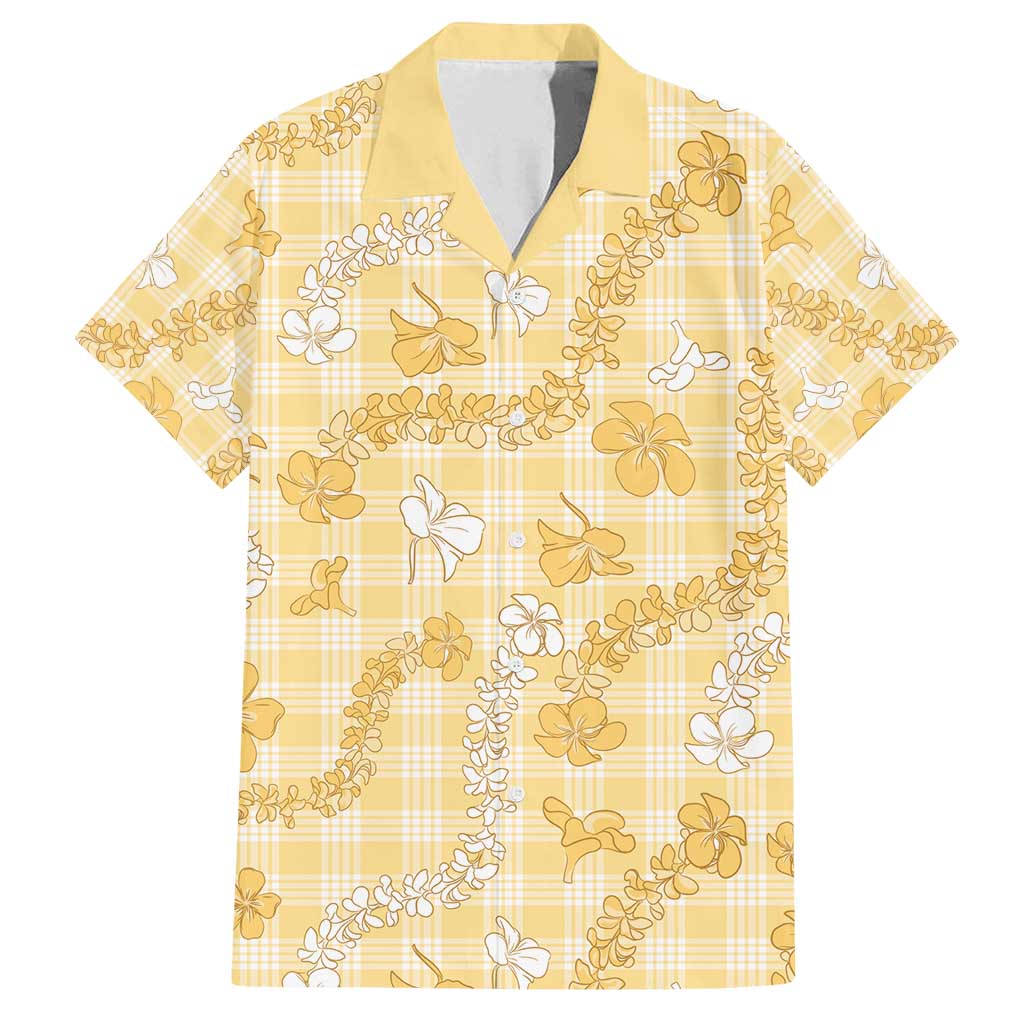 Melemele Aloha Hawaii Family Matching Summer Maxi Dress and Hawaiian Shirt Plumeria Lei With Palaka Motif - Polynesian Pride