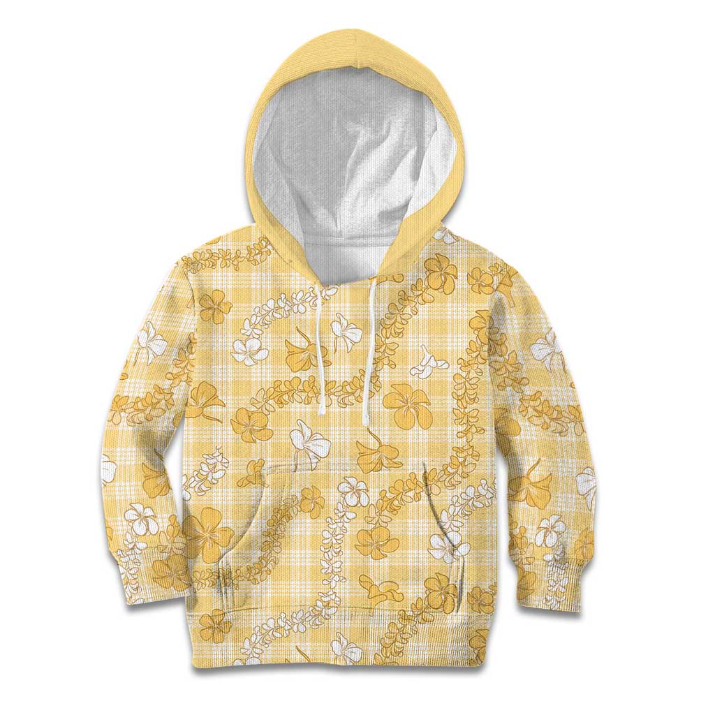 Melemele Aloha Hawaii Kid Hoodie Plumeria Lei With Palaka Motif - Polynesian Pride