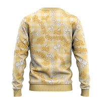 Melemele Aloha Hawaii Ugly Christmas Sweater Plumeria Lei With Palaka Motif - Polynesian Pride