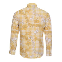 Melemele Aloha Hawaii Long Sleeve Button Shirt Plumeria Lei With Palaka Motif - Polynesian Pride