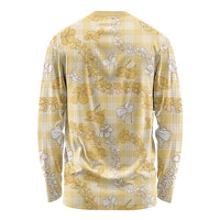 Melemele Aloha Hawaii Long Sleeve Shirt Plumeria Lei With Palaka Motif - Polynesian Pride