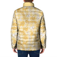 Melemele Aloha Hawaii Padded Jacket Plumeria Lei With Palaka Motif - Polynesian Pride