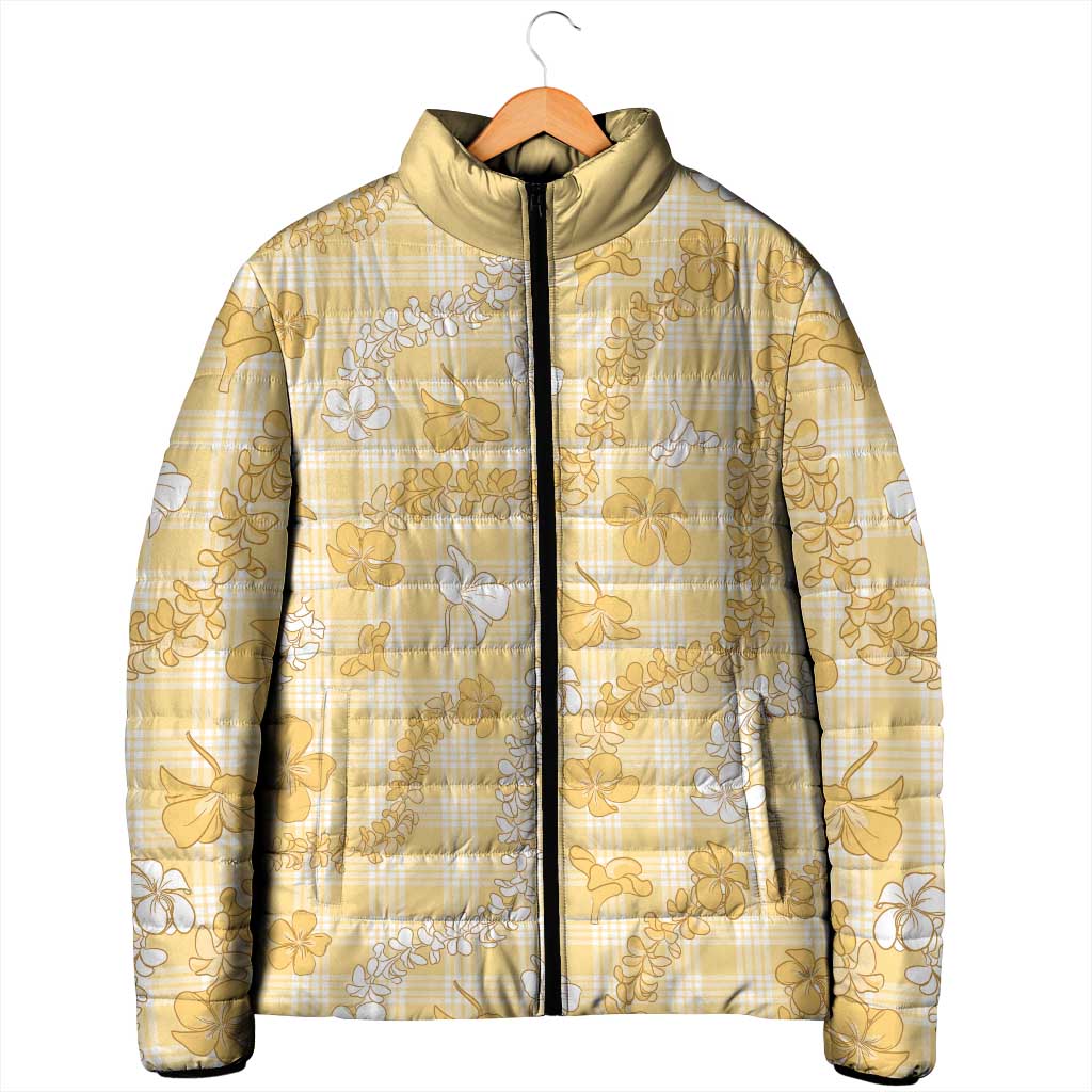 Melemele Aloha Hawaii Padded Jacket Plumeria Lei With Palaka Motif - Polynesian Pride