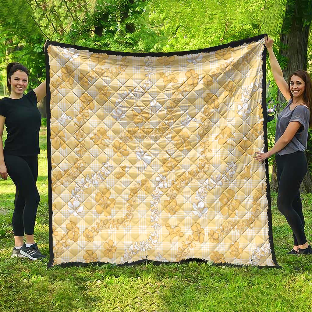 Melemele Aloha Hawaii Quilt Plumeria Lei With Palaka Motif - Polynesian Pride
