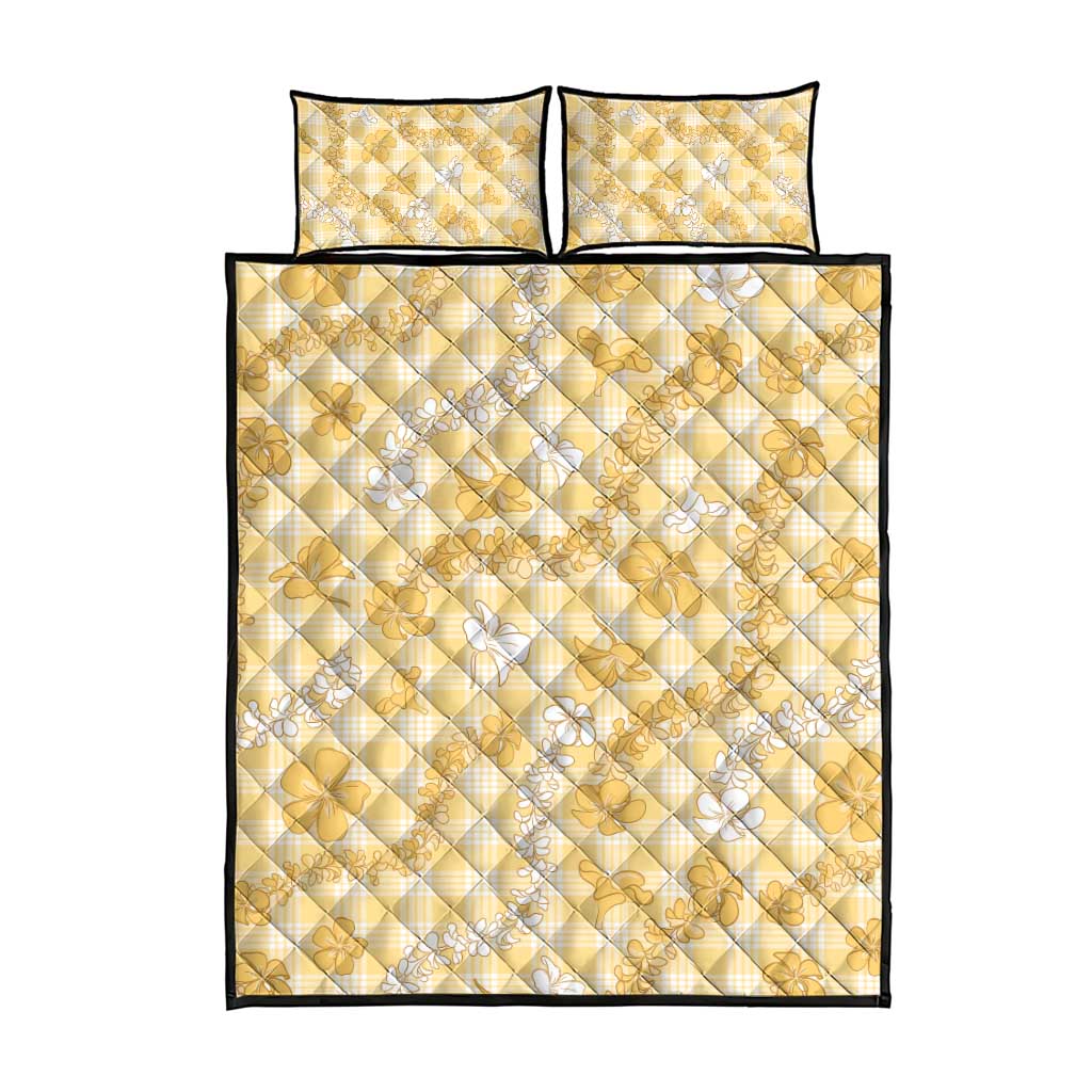 Melemele Aloha Hawaii Quilt Bed Set Plumeria Lei With Palaka Motif - Polynesian Pride