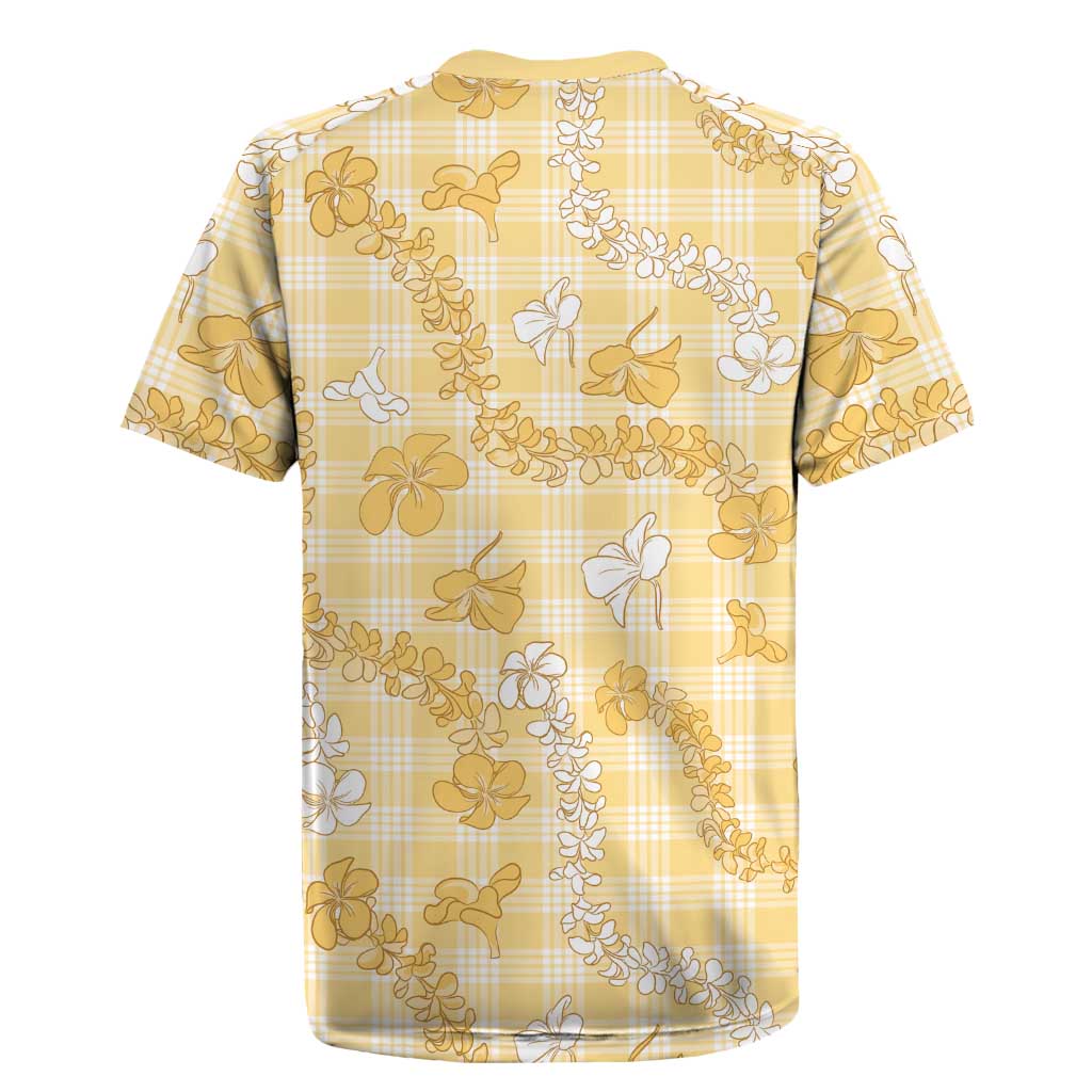 Melemele Aloha Hawaii Rugby Jersey Plumeria Lei With Palaka Motif - Polynesian Pride