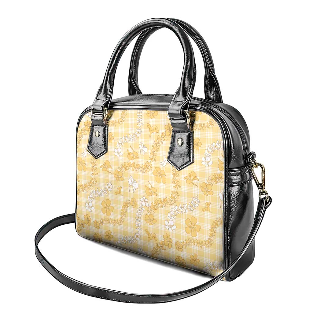 Melemele Aloha Hawaii Shoulder Handbag Plumeria Lei With Palaka Motif - Polynesian Pride