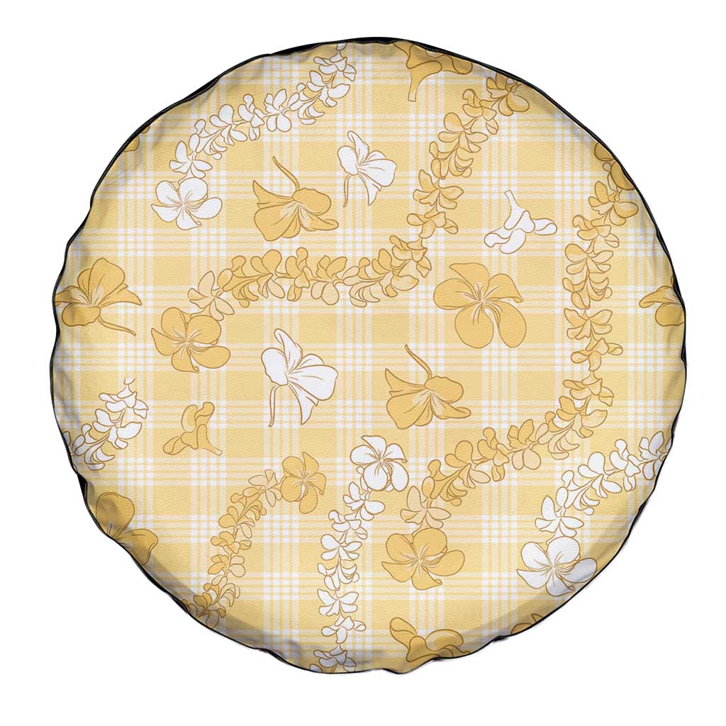 Melemele Aloha Hawaii Spare Tire Cover Plumeria Lei With Palaka Motif - Polynesian Pride