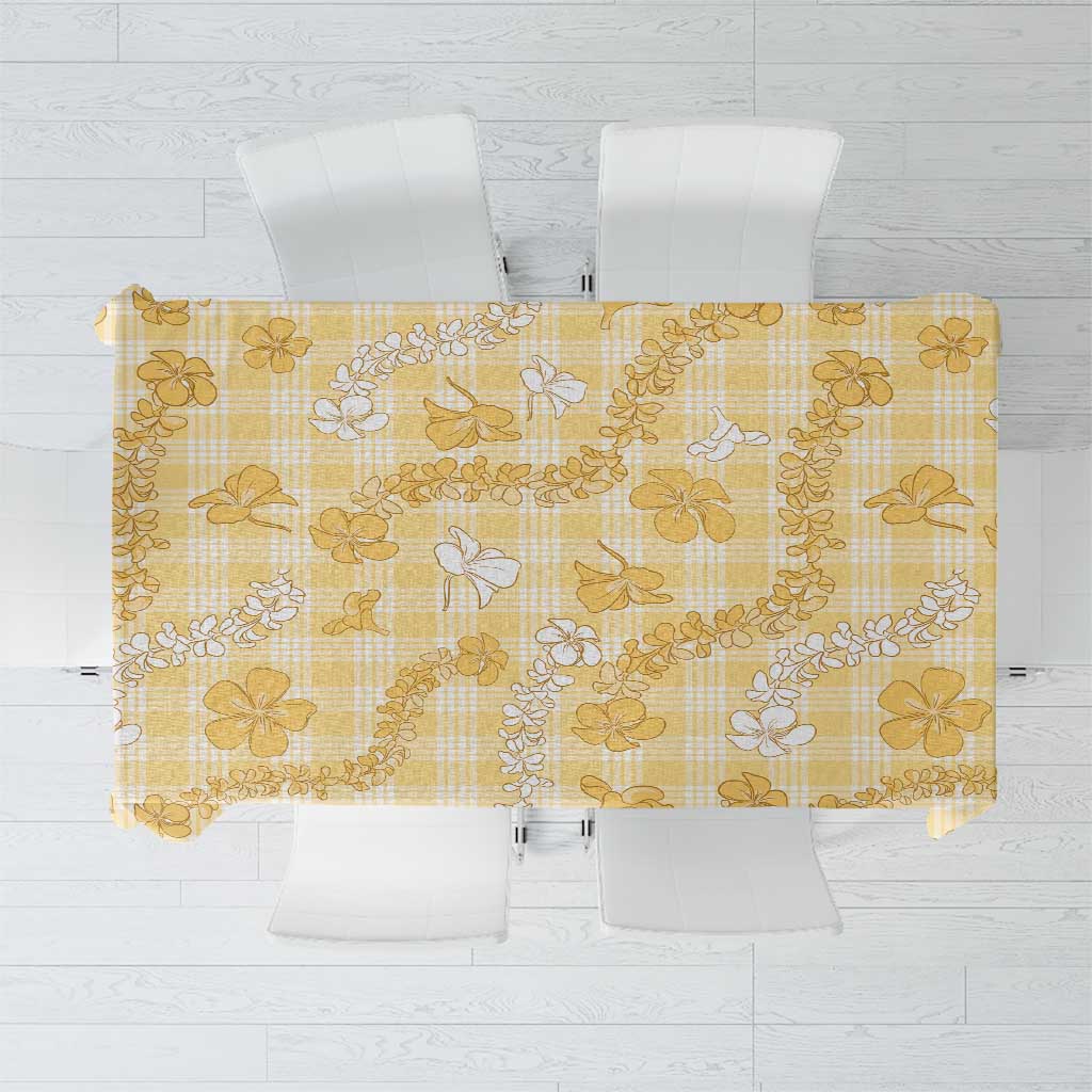 Melemele Aloha Hawaii Tablecloth Plumeria Lei With Palaka Motif - Polynesian Pride