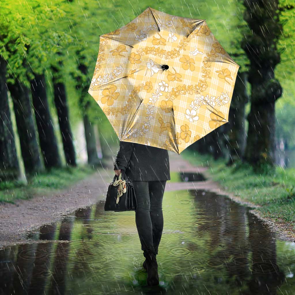 Melemele Aloha Hawaii Umbrella Plumeria Lei With Palaka Motif - Polynesian Pride