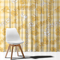 Melemele Aloha Hawaii Window Curtain Plumeria Lei With Palaka Motif - Polynesian Pride