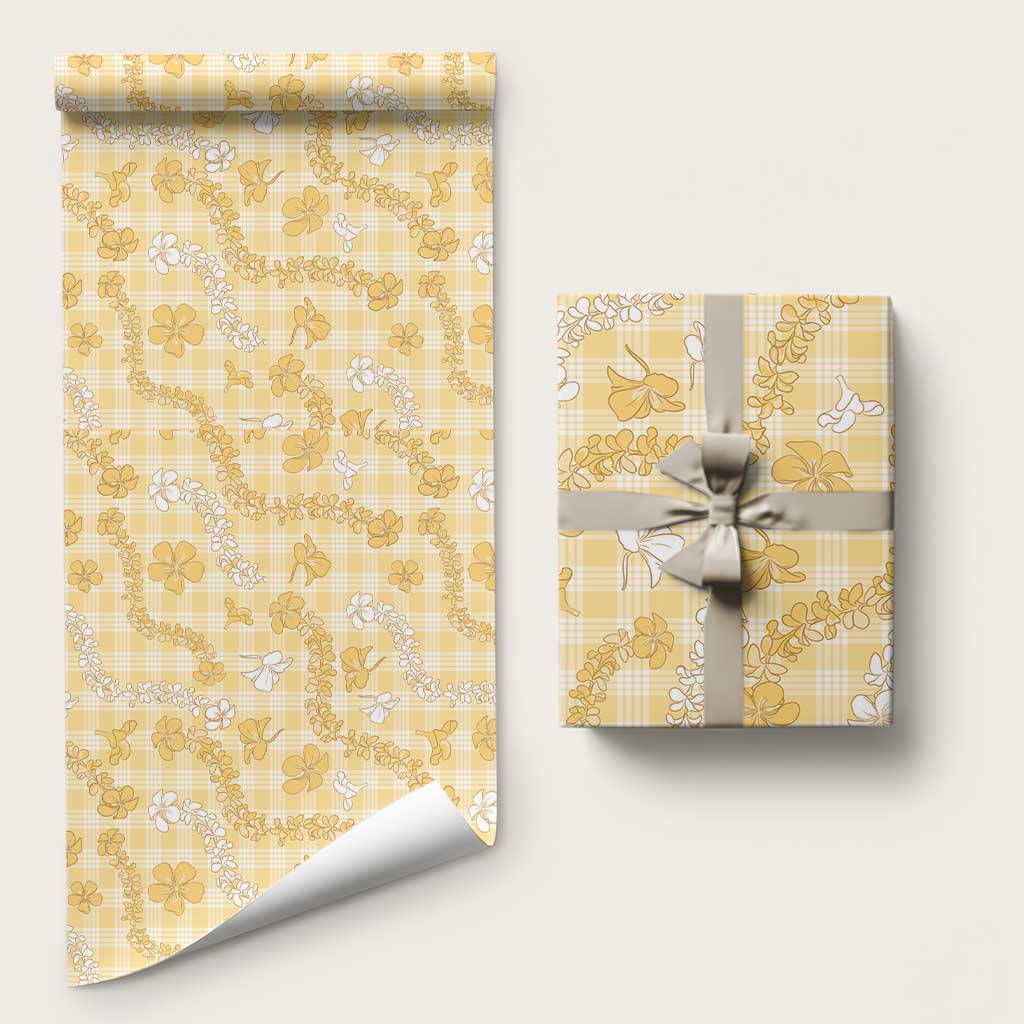 Melemele Aloha Hawaii Wrapping Paper Plumeria Lei With Palaka Motif - Polynesian Pride