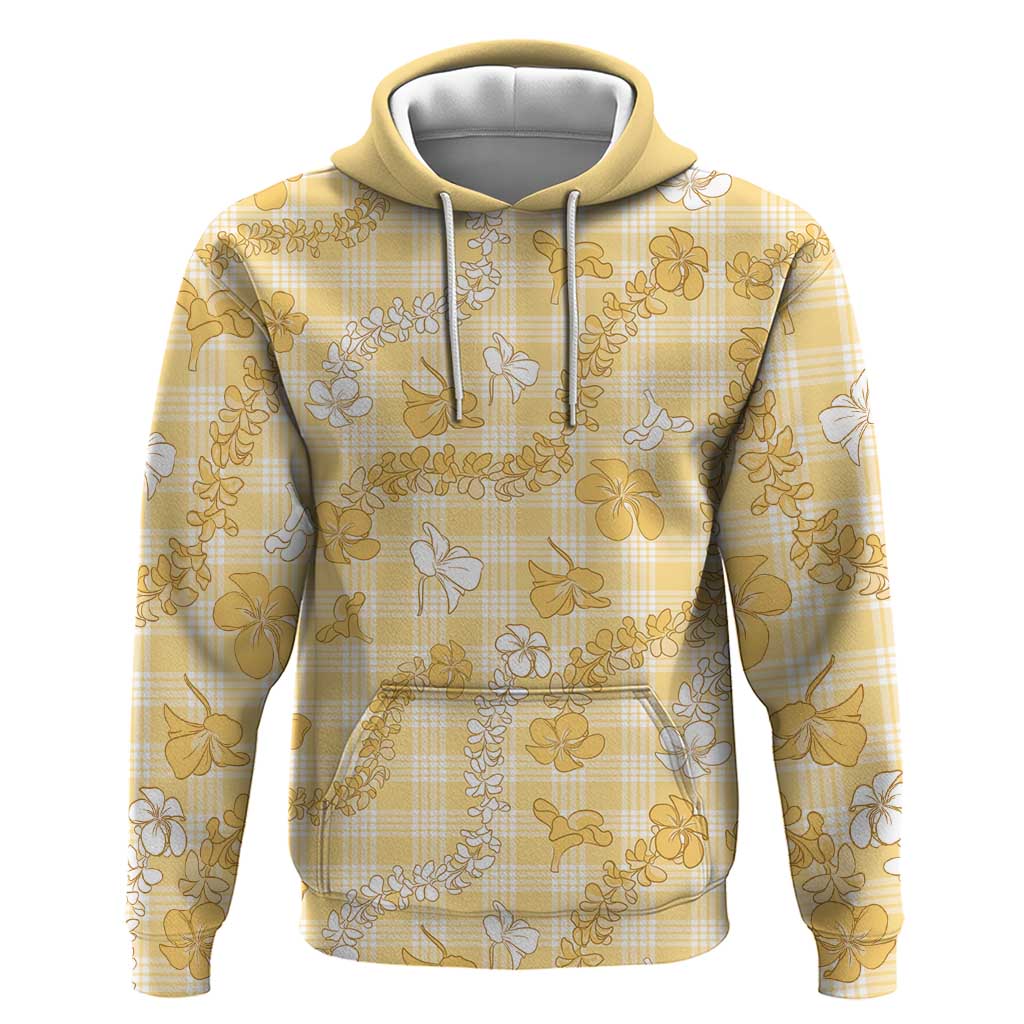 Melemele Aloha Hawaii Zip Hoodie Plumeria Lei With Palaka Motif - Polynesian Pride