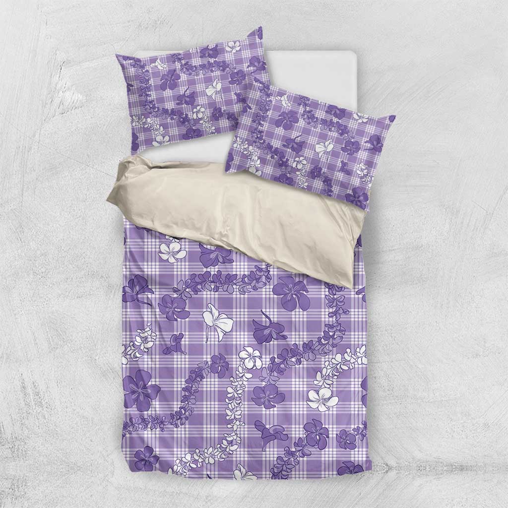 Poni Aloha Hawaii Bedding Set Plumeria Lei With Palaka Motif - Polynesian Pride