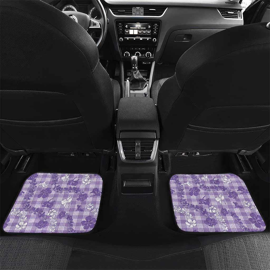Poni Aloha Hawaii Car Mats Plumeria Lei With Palaka Motif - Polynesian Pride