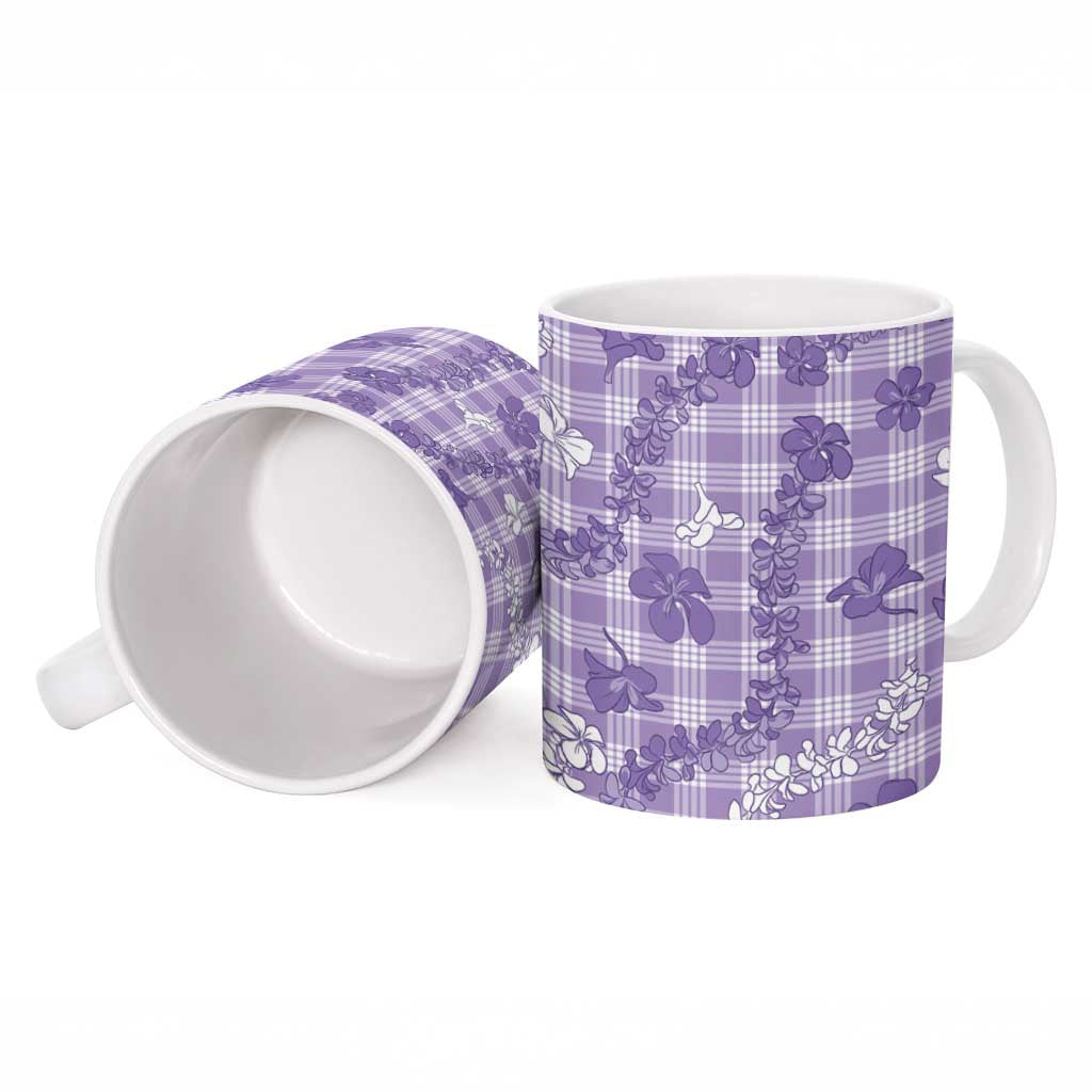 Poni Aloha Hawaii Ceramic Mug Plumeria Lei With Palaka Motif - Polynesian Pride