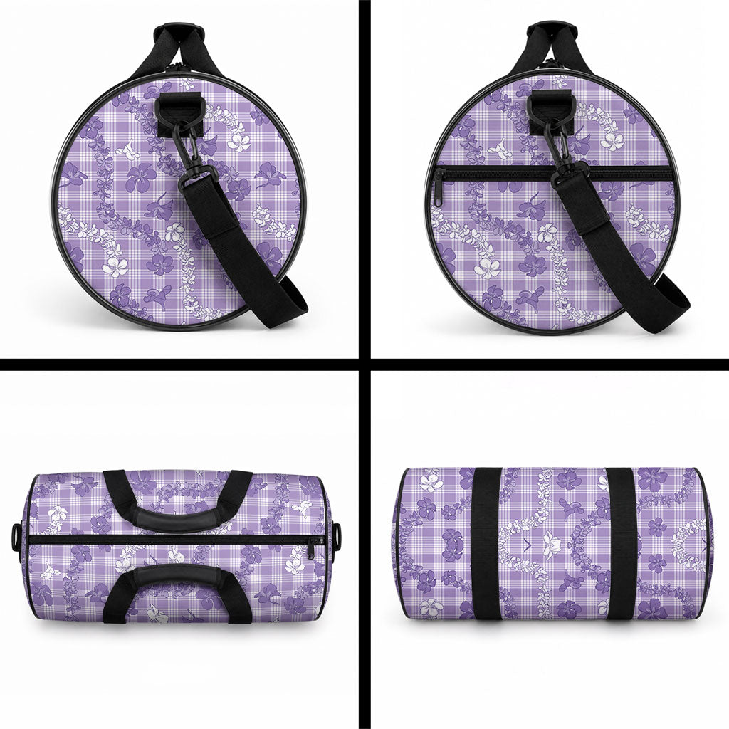 Poni Aloha Hawaii Duffle Bag Plumeria Lei With Palaka Motif