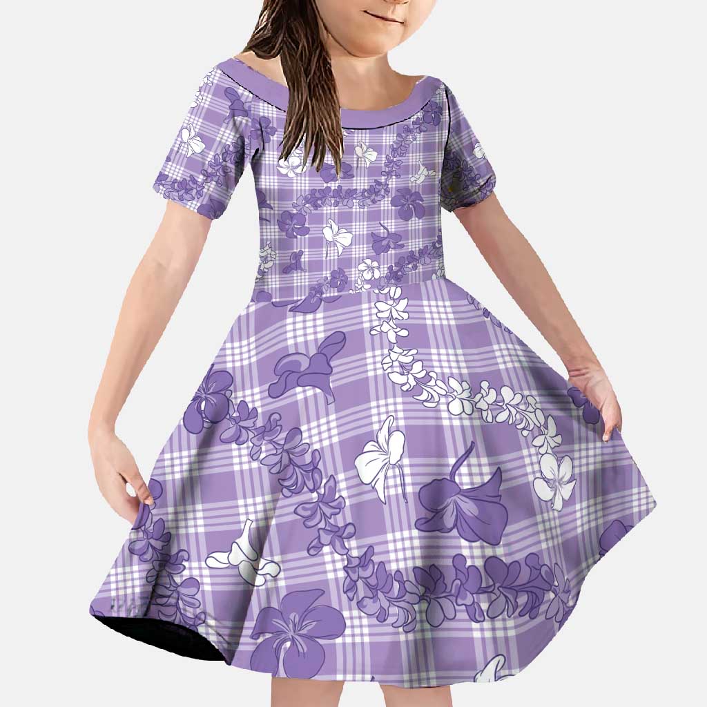 Poni Aloha Hawaii Family Matching Off Shoulder Maxi Dress and Hawaiian Shirt Plumeria Lei With Palaka Motif - Polynesian Pride