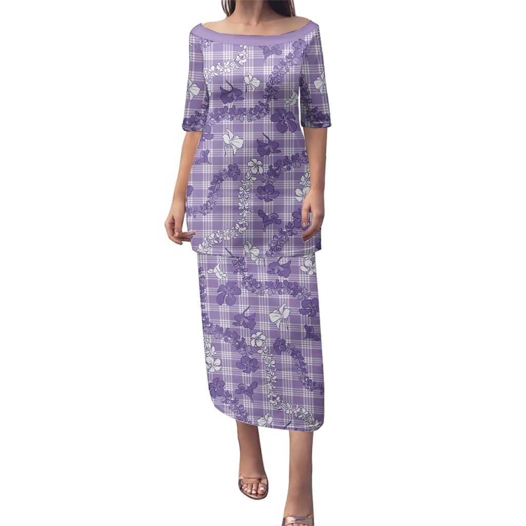 Poni Aloha Hawaii Family Matching Puletasi and Hawaiian Shirt Plumeria Lei With Palaka Motif - Polynesian Pride