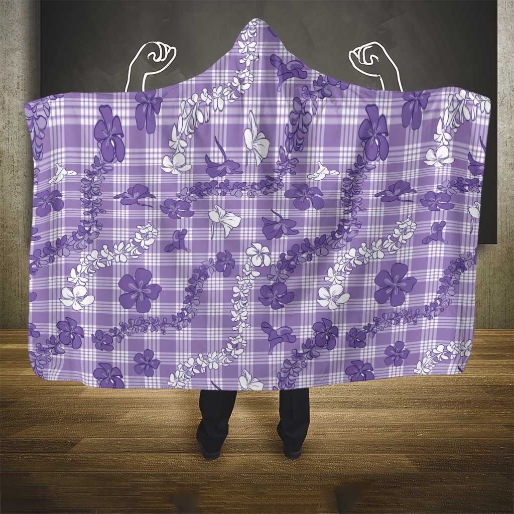 Poni Aloha Hawaii Hooded Blanket Plumeria Lei With Palaka Motif - Polynesian Pride