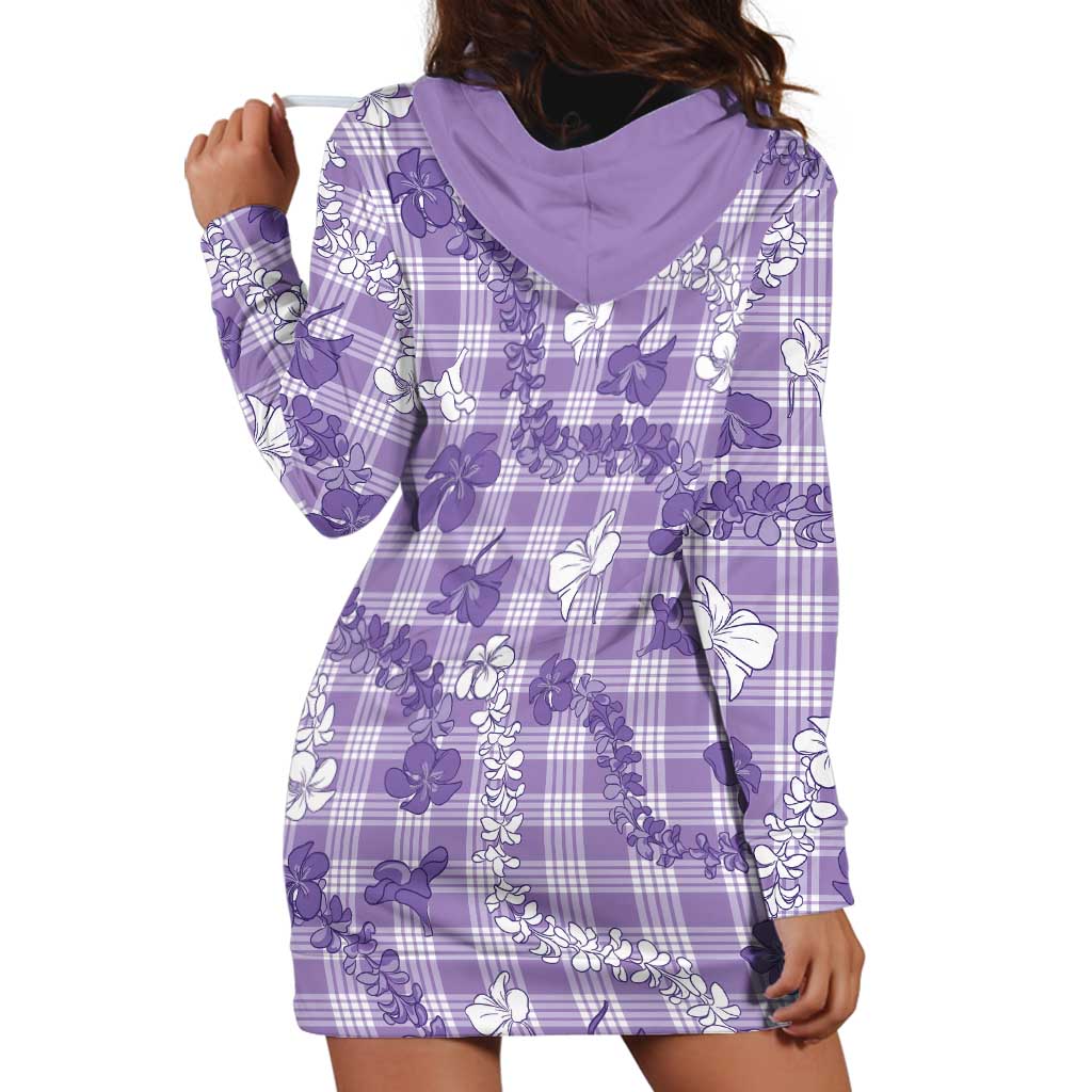 Poni Aloha Hawaii Hoodie Dress Plumeria Lei With Palaka Motif - Polynesian Pride