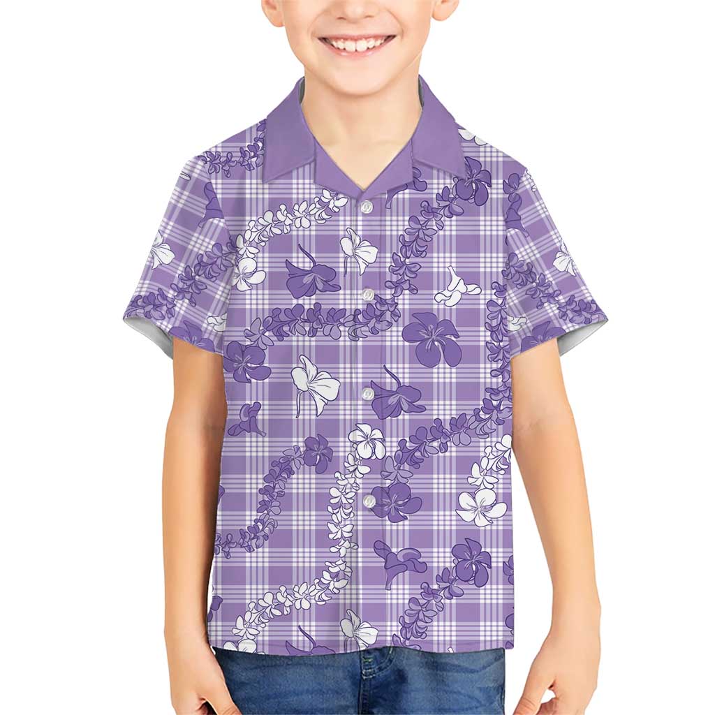 Poni Aloha Hawaii Kid Hawaiian Shirt Plumeria Lei With Palaka Motif - Polynesian Pride
