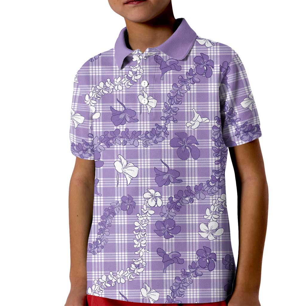 Poni Aloha Hawaii Kid Polo Shirt Plumeria Lei With Palaka Motif - Polynesian Pride