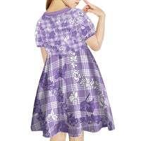 Poni Aloha Hawaii Kid Short Sleeve Dress Plumeria Lei With Palaka Motif - Polynesian Pride