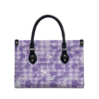 Poni Aloha Hawaii Leather Bag Plumeria Lei With Palaka Motif - Polynesian Pride