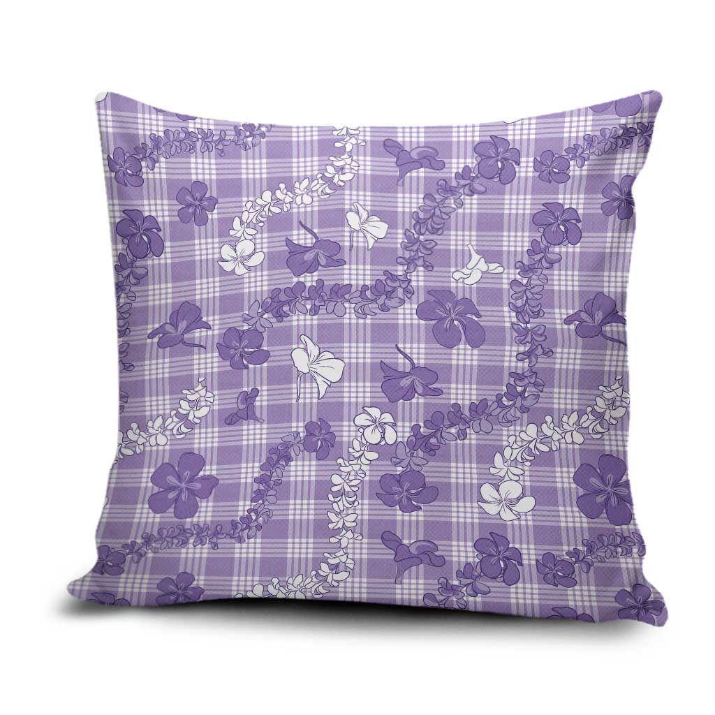 Poni Aloha Hawaii Pillow Cover Plumeria Lei With Palaka Motif LT14 Purple - Polynesian Pride