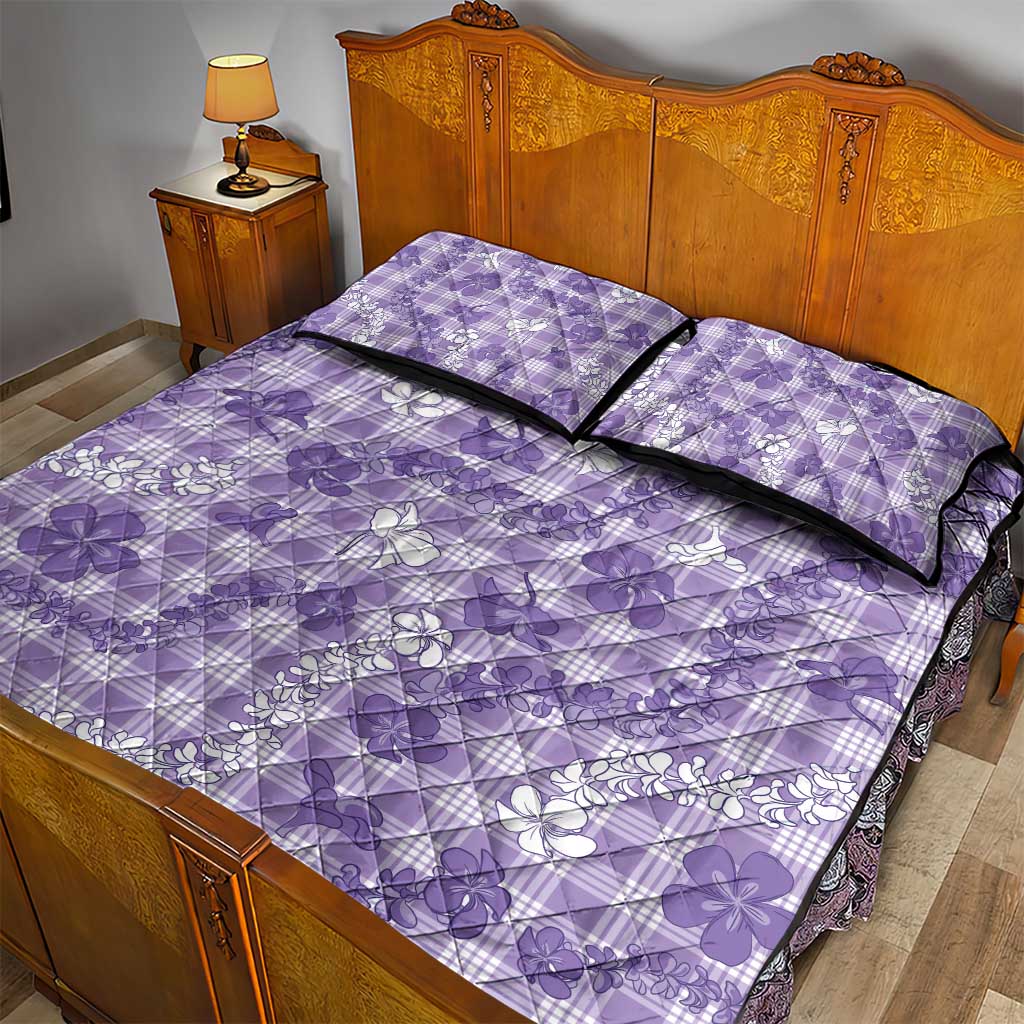 Poni Aloha Hawaii Quilt Bed Set Plumeria Lei With Palaka Motif - Polynesian Pride