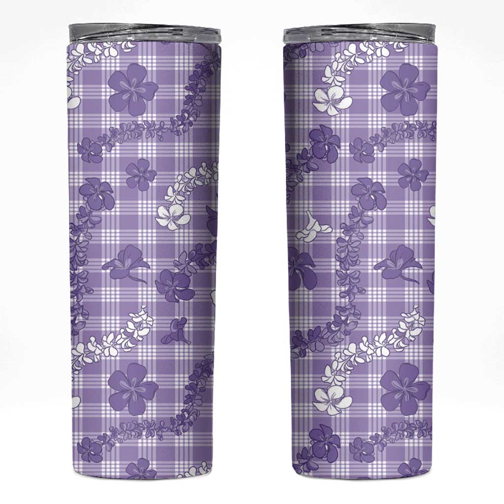 Poni Aloha Hawaii Skinny Tumbler Plumeria Lei With Palaka Motif - Polynesian Pride
