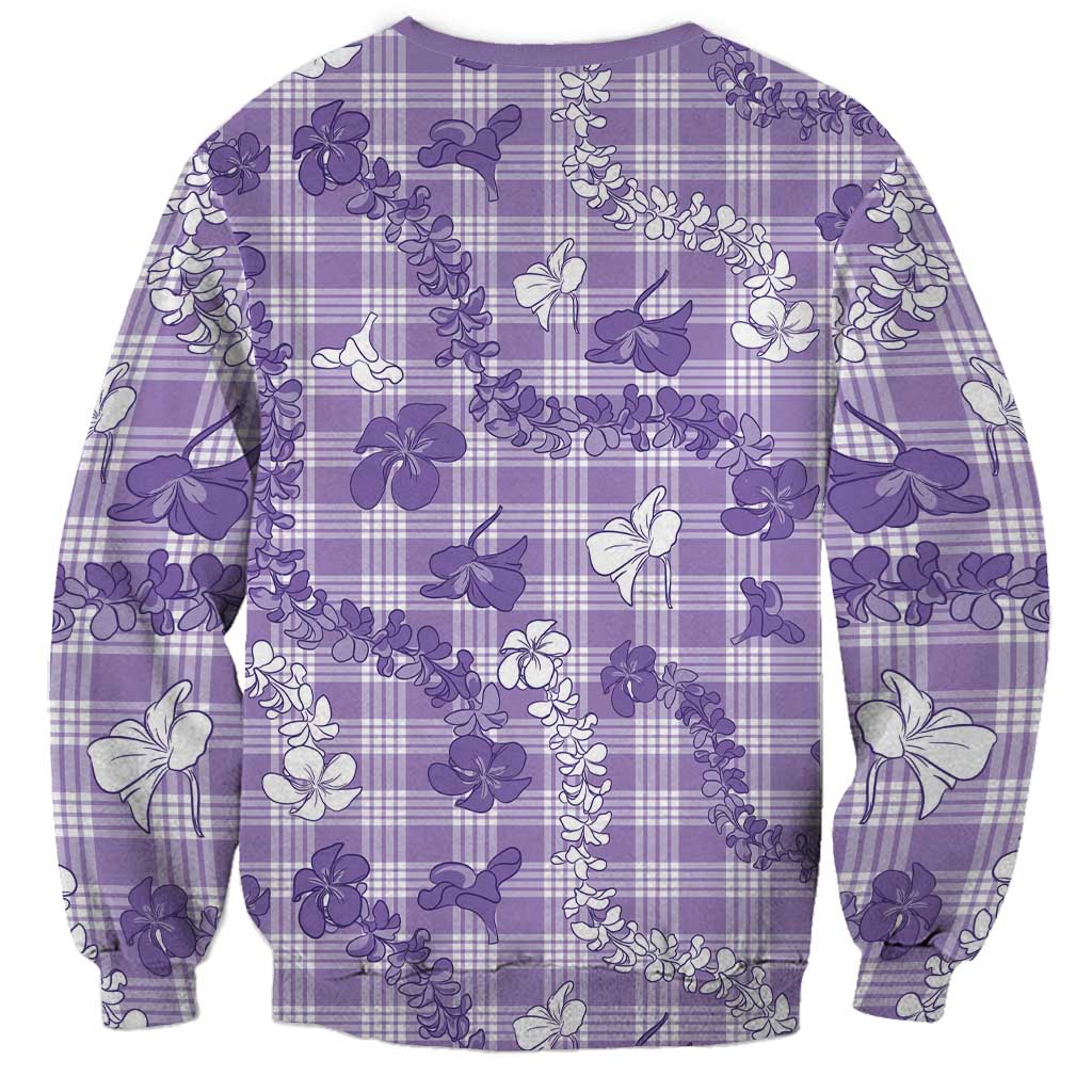 Poni Aloha Hawaii Sweatshirt Plumeria Lei With Palaka Motif - Polynesian Pride