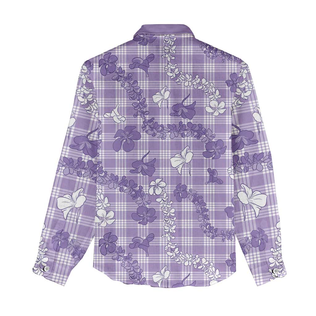 Poni Aloha Hawaii Women Casual Shirt Plumeria Lei With Palaka Motif - Polynesian Pride