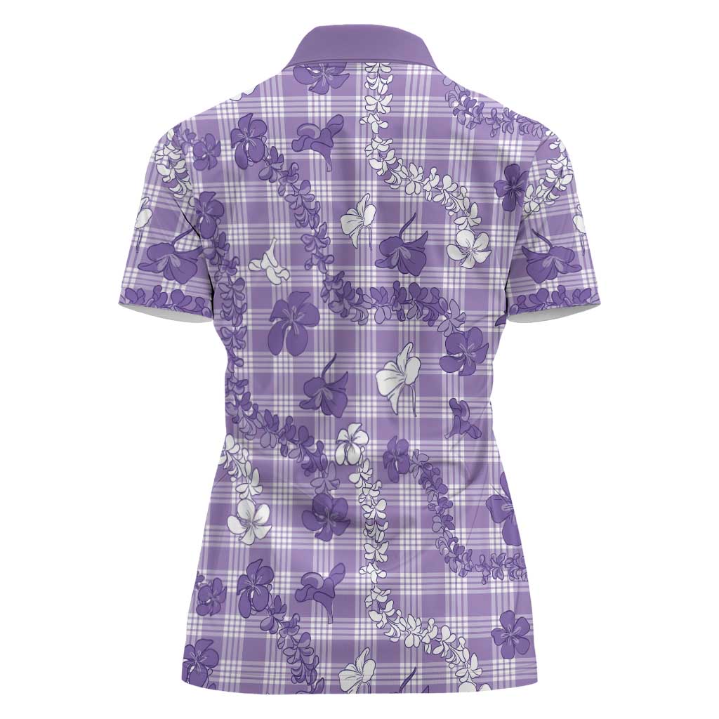 Poni Aloha Hawaii Women Polo Shirt Plumeria Lei With Palaka Motif - Polynesian Pride