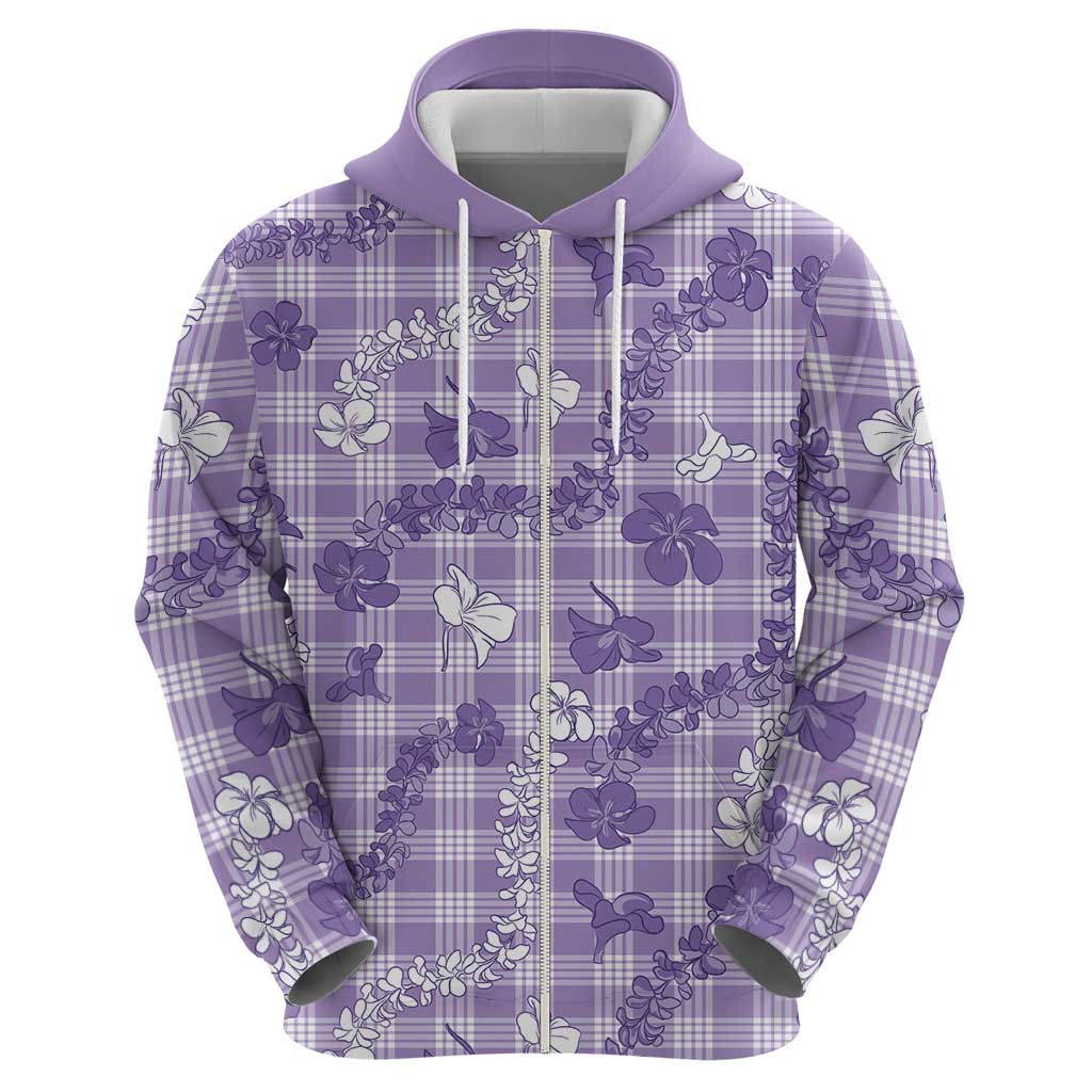 Poni Aloha Hawaii Zip Hoodie Plumeria Lei With Palaka Motif - Polynesian Pride
