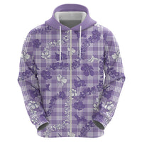 Poni Aloha Hawaii Zip Hoodie Plumeria Lei With Palaka Motif - Polynesian Pride