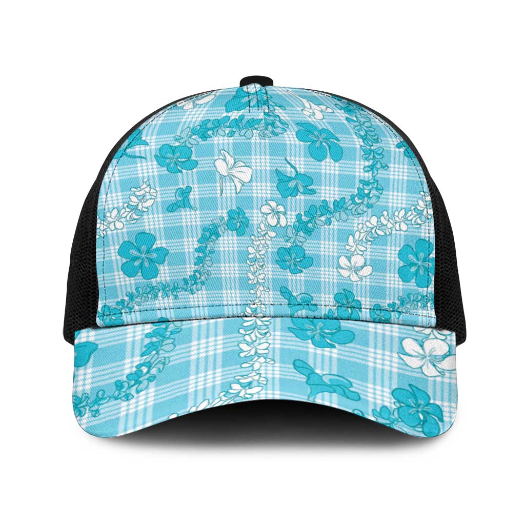 Polu Aloha Hawaii Baseball Net Cap Plumeria Lei With Palaka Motif - Polynesian Pride