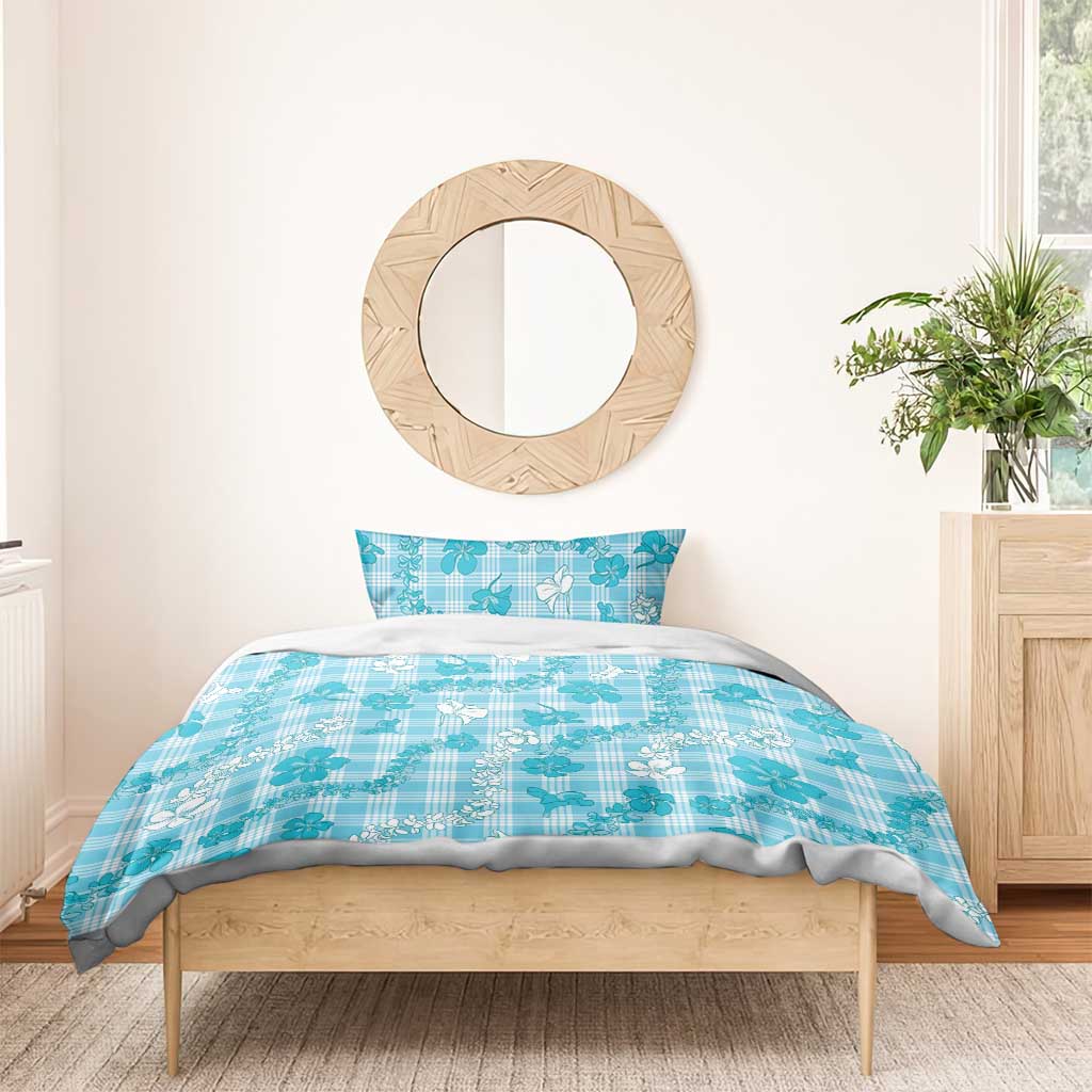 Polu Aloha Hawaii Bedding Set Plumeria Lei With Palaka Motif - Polynesian Pride