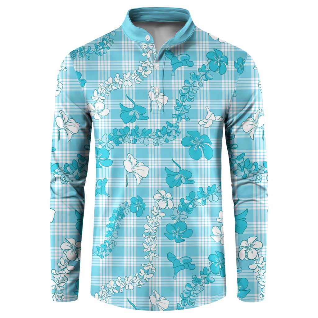 Polu Aloha Hawaii Button Sweatshirt Plumeria Lei With Palaka Motif - Polynesian Pride