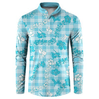 Polu Aloha Hawaii Button Sweatshirt Plumeria Lei With Palaka Motif - Polynesian Pride