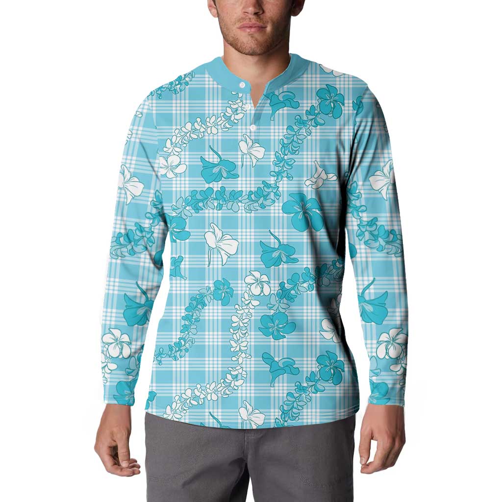 Polu Aloha Hawaii Button Sweatshirt Plumeria Lei With Palaka Motif - Polynesian Pride